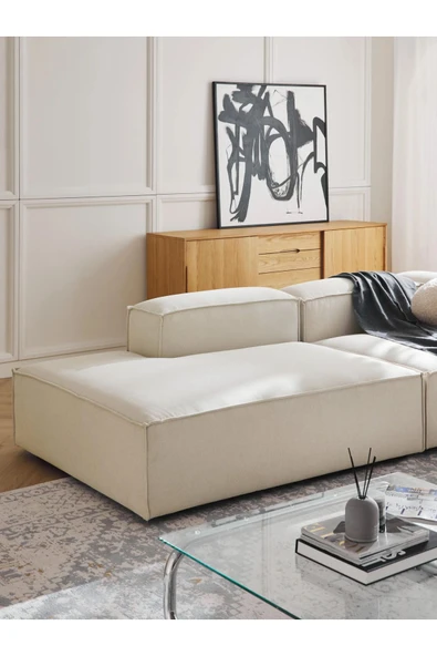 Mobilya Stant Most Mollis Sol Pro Köşe Modül 01 Kırık Beyaz Keten Kumaş Yumuşak Sünger(EVİNİZE TESLİM) - Resim 2