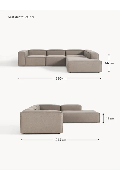 Mobilya Stant Most Mollis Pro 4 Modül Sağ Köşe Koltuk 10 Kahverengi Keten Kumaş Yumuşak Sünger(Evinize Teslim) - Resim 7