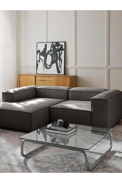 Mobilya Stant Most Mollis Plus Sol Köşe 2 Modül Köşe 41 Koyu Antrasit Keten Kumaş Yumuşak Sünger(EVİNİZE TESLİM) - Resim 2