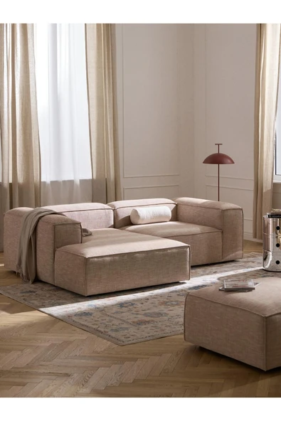 Mobilya Stant Most Mollis Plus Sol Köşe 2 Modül Köşe Koltuk 09 Bej Keten Kumaş Yumuşak Sünger(EVİNİZE TESLİM) - Resim 2