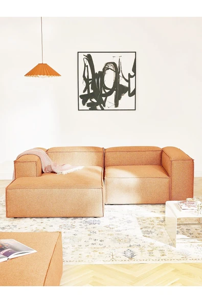 Mobilya Stant Most Mollis Plus Sol Köşe Dinlenme Kiremit Keten Kumaş Yumuşak Sünger - Resim 2