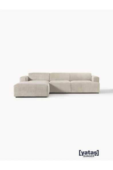 Mobilya Stant Most Mollista 3 Modül Sol Köşe Koltuk Ekru Fitilli Kadife Kumaş Yumuşak Sünger (Evinize Teslim) ürün görseli