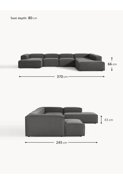 Mobilya Stant Most Mollis Pro 5 Modül Sağ Köşe Koltuk 41 Koyu Antrasit Keten Kumaş Yumuşak Sünger(Evinize Teslim) - Resim 6