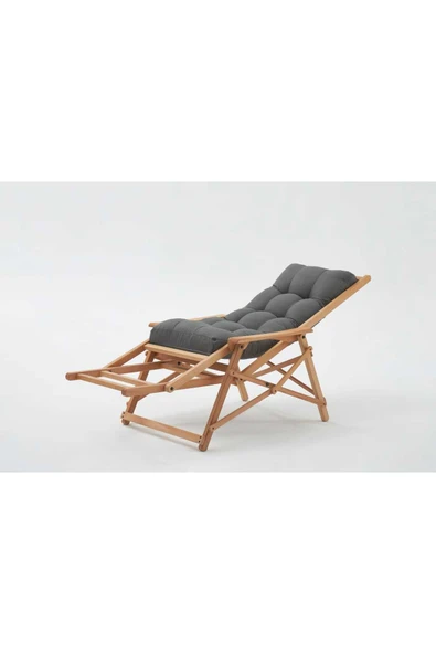 Mobilya Stant Most Sunbed Şezlong Su Bazlı %100 Ağaç Outdoor Antrasit Kumaş Silikon Dolgu (Evinize Teslim) - 4