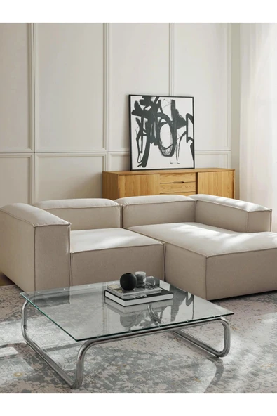 Mobilya Stant Most Mollis Plus Sağ Köşe Dinlenme 01 Kırık Beyaz Keten Kumaş Yumuşak Sünger(EVİNİZE TESLİM) - Resim 2