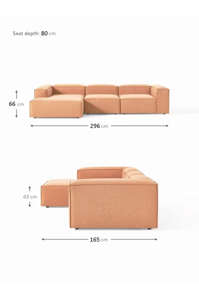 Mobilya Stant Most Mollis Plus 3 Modül Sol Köşe Koltuk Kiremit Keten Kumaş Yumuşak Sünger(Evinize Teslim) - Resim 6