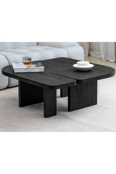 Mobilya Stant Most Gun 2'li Set Orta Sehpa %100 Ahşap Boyalı Siyah (90X60) (EVİNİZE TESLİM) ürün görseli