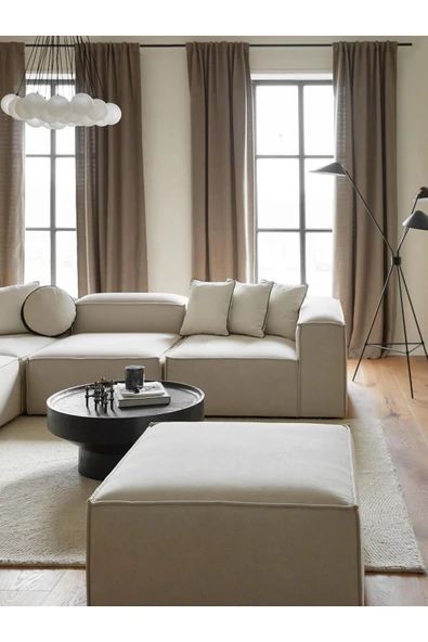 Mobilya Stant Most Mollis Kare Puf Silinebilir 01 Kırık Beyaz Keten Kumaş Yumuşak Sünger (EVİNİZE TESLİM) - Resim 2