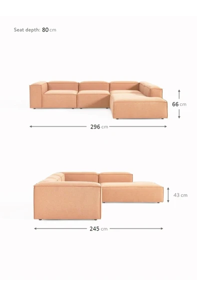 Mobilya Stant Most Mollis Pro 4 Modül Sağ Köşe Koltuk Takımı Kiremit Keten Kumaş Yumuşak Sünger(Evinize Teslim) - Resim 6