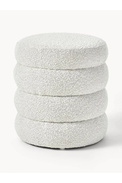 Mobilya Stant Most Twister Puf 01 Beyaz Bukle Kumaş (Evinize Teslim) - Resim 3