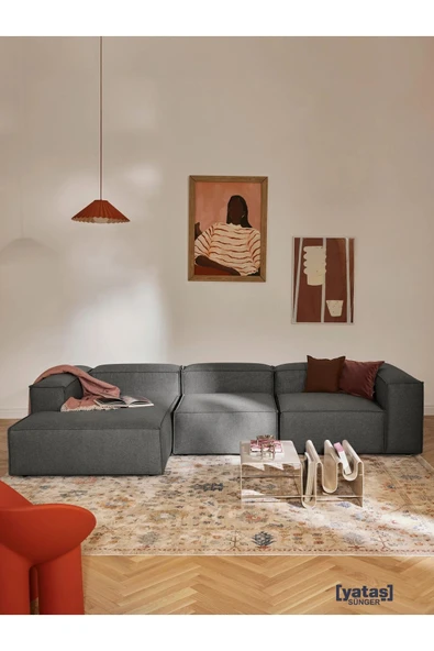 Mobilya Stant Most Mollis Plus 3 Modül Sol Köşe Koltuk 41 Koyu Antrasit Keten Kumaş Yumuşak Sünger(Evinize Teslim) ürün görseli