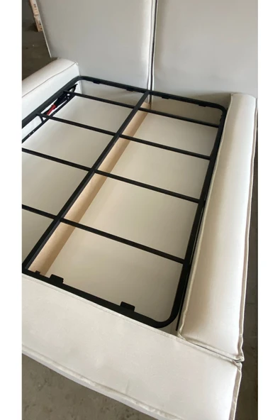 Mobilya Stant Most Mollior Bazalı Karyola Kırık Beyaz Keten Kumaş 180x200 cm. Yatak İçindir (Kurulum Dahil) - 2