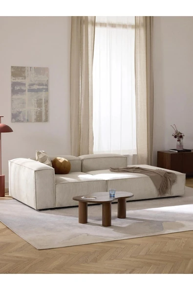 Mobilya Stant Most Mollis Sağ Pro Köşe Modül 01 Fitilli Kırık Beyaz Kadife Kumaş Yumuşak Sünger(EVİNİZE TESLİM) - Resim 2