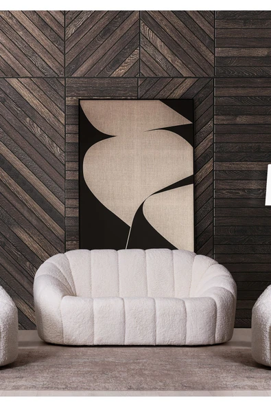 Mobilya Stant Most Line Üçlü Kanepe İthal Beyaz Teddy Kumaş (Evinize Teslim) ürün görseli