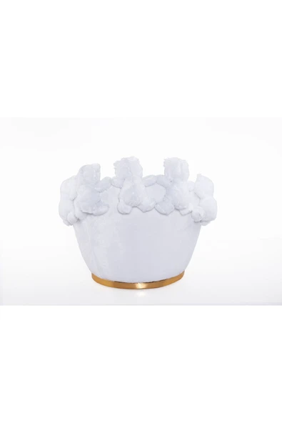 Mobilya Stant Most Teddy Kids Beyaz Ayıcıklı Peluş Kumaş Döner Berjer (Evinize Teslim) - Resim 5