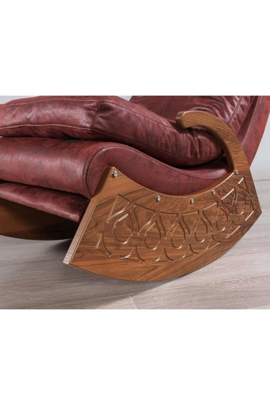 Mobilya Stant Most Woodarm %100 Ağaç Dinlenme Koltuğu 10 Bordo İthal Nubuk Kumaş (Evinize Teslim) - Resim 2