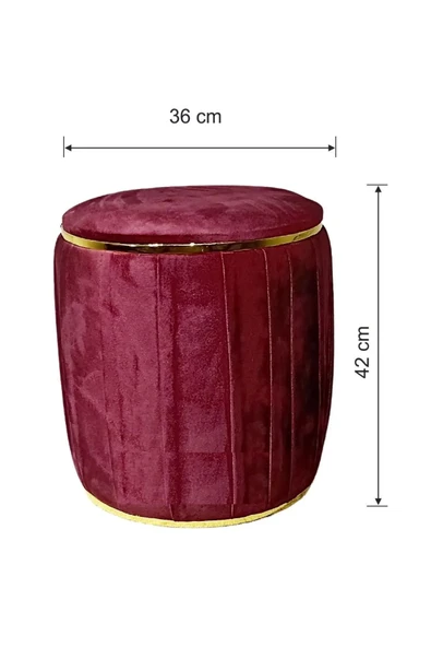Mobilya Stant Most Ekol Lüks Puf 14 Bordo Kadife Kumaş (Evinize Teslim) - 3