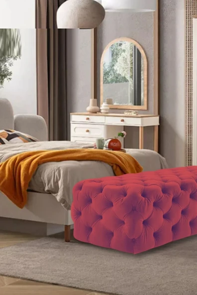 Mobilya Stant Most Hallow Kapitoneli Bench 14 Bordo Kadife Kumaş (Evinize Teslim) ürün görseli