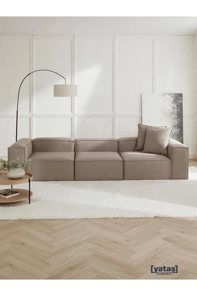 Mobilya Stant Most Mollis 3 Modül Kanepe Koltuk 10 Kahverengi Keten Kumaş Yumuşak Sünger (Evinize Teslim) ürün görseli