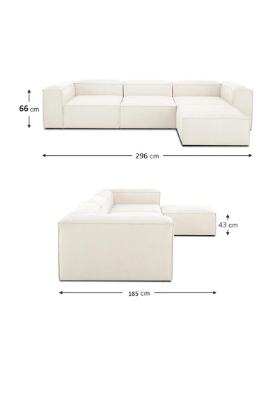 Mobilya Stant Most Mollis 4 Modül Köşe Koltuk Anka 01 Kırık Beyaz Kadife Kumaş Yumuşak Sünger (Evinize Teslim) - Resim 2