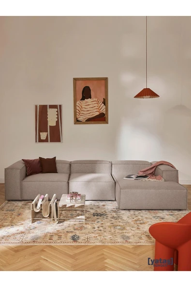 Mobilya Stant Most Mollis Plus 3 Modül Sağ Köşe Koltuk 10 Kahverengi Keten Kumaş Yumuşak Sünger(Evinize Teslim) ürün görseli