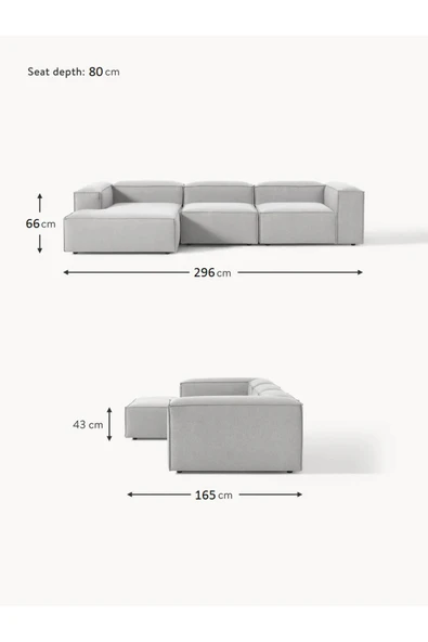 Mobilya Stant Most Mollis Plus 3 Modül Sol Köşe Koltuk 32 Gri Keten Kumaş Yumuşak Sünger(Evinize Teslim) - Resim 4