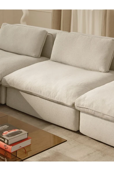 Mobilya Stant Most Mollirest Orta Modül Berjer 01 Kırık Beyaz Keten Silikon Dolgu Fermuarlı Minder(Evinize Teslim) - Resim 2