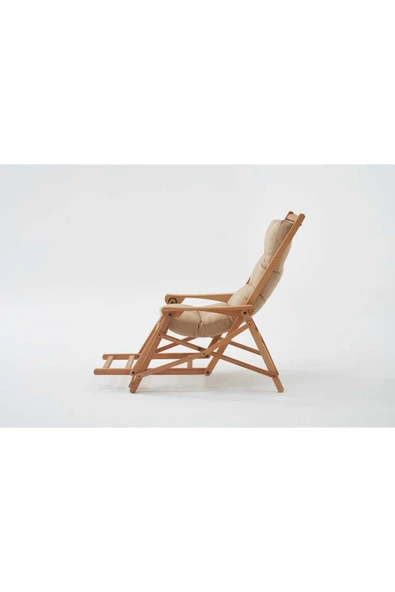 Mobilya Stant Most Sunbed Şezlong Su Bazlı %100 Ağaç Outdoor Bej Kumaş Silikon Dolgu (Evinize Teslim) - 6