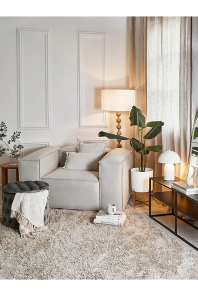 Mobilya Stant Most Mollis Berjer Silinebilir 01 Kırık Beyaz Keten Kumaş Yumuşak Sünger (Evinize Teslim) - Resim 3