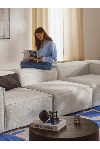 Mobilya Stant Most Mollis Orta Modül Berjer Silinebilir 01 Beyaz Lüks Bukle Kumaş Yumuşak Sünger (EVİNİZE TESLİM) - 2