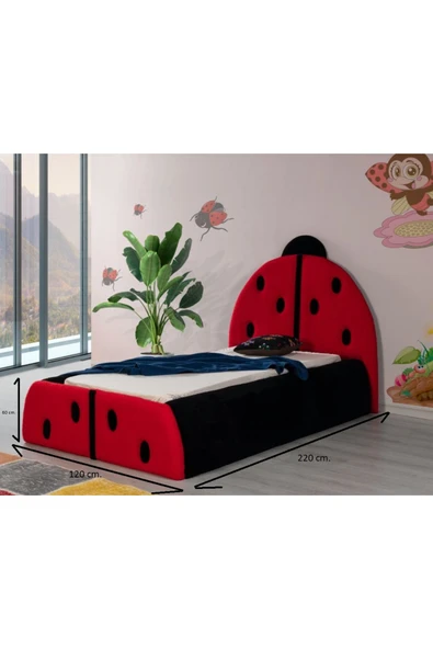 Mobilya Stant Most Uğur Böceği Tek Kişilik Karyola Teddy Kumaş 90x190 Yatak İçindir(Evinize Teslim) - Resim 4