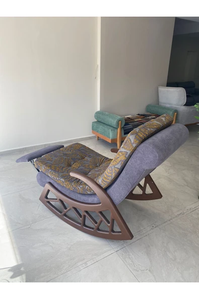 Mobilya Stant Most Woodarm %100 Ağaç Dinlenme Koltuğu Desenli Lüks Silinebilir Keten Kumaş (Evinize Teslim) - Resim 4