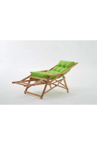 Mobilya Stant Most Sunbed Şezlong Su Bazlı %100 Ağaç Outdoor Yeşil Kumaş Silikon Dolgu (Evinize Teslim) - 4