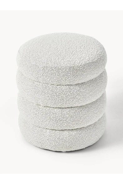 Mobilya Stant Most Twister Puf 01 Beyaz Bukle Kumaş (Evinize Teslim) - Resim 2