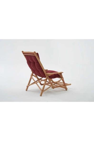 Mobilya Stant Most Sunbed Şezlong Su Bazlı %100 Ağaç Outdoor Bordo Kumaş Silikon Dolgu (Evinize Teslim) - 4