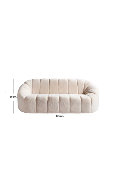 Mobilya Stant Most Line İkili Kanepe İthal Beyaz Teddy Kumaş (Evinize Teslim) - 4