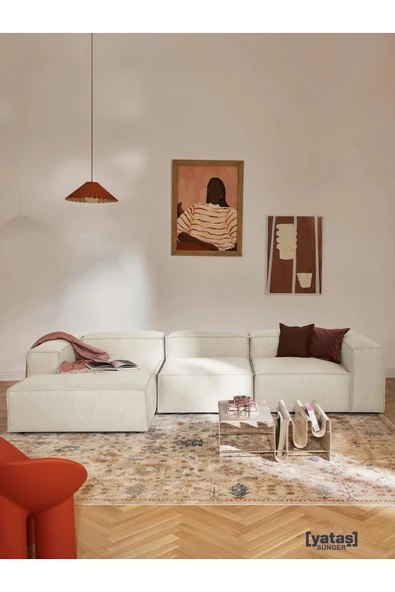 Mobilya Stant Most Mollis Plus 3 Modül Sol Köşe Koltuk 01 Kırık Beyaz Keten Kumaş Yumuşak Sünger(Evinize Teslim) ürün görseli