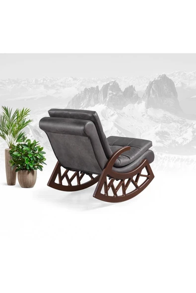 Mobilya Stant Most Woodarm %100 Ağaç Dinlenme Koltuğu İthal Nubuk Kumaş - Resim 4