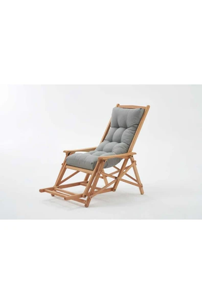 Mobilya Stant Most Sunbed Şezlong Su Bazlı %100 Ağaç Outdoor Gri Kumaş Silikon Dolgu (Evinize Teslim)