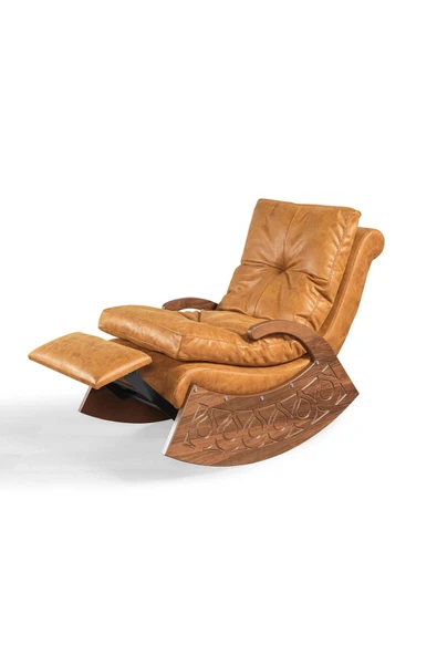 Mobilya Stant Most Woodarm %100 Ağaç Dinlenme Koltuğu 05 Hardal İthal Nubuk Kumaş (Evinize Teslim) - Resim 2