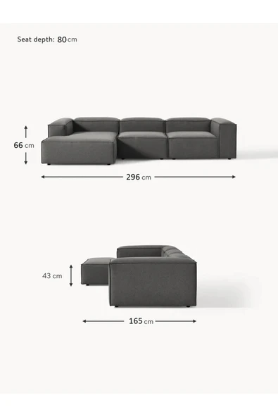 Mobilya Stant Most Mollis Plus 3 Modül Sol Köşe Koltuk 10 Kahverengi Keten Kumaş Yumuşak Sünger(Evinize Teslim) - Resim 5