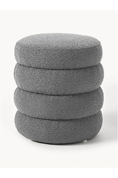 Mobilya Stant Most Twister Puf 17 Gri Bukle Kumaş (Evinize Teslim) - Resim 3