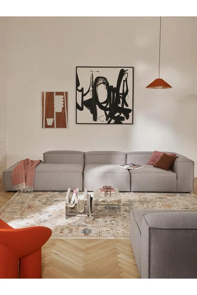 Mobilya Stant Most Mollis Orta Modül Berjer Silinebilir 10 Kahverengi Keten Kumaş Yumuşak Sünger (EVİNİZE TESLİM) - Resim 2