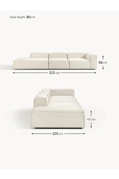 Mobilya Stant Most Mollis Pro 3 Modül Sol Kanepe 01 Kırık Beyaz Keten Yumuşak Sünger(Evinize Teslim) - Resim 6