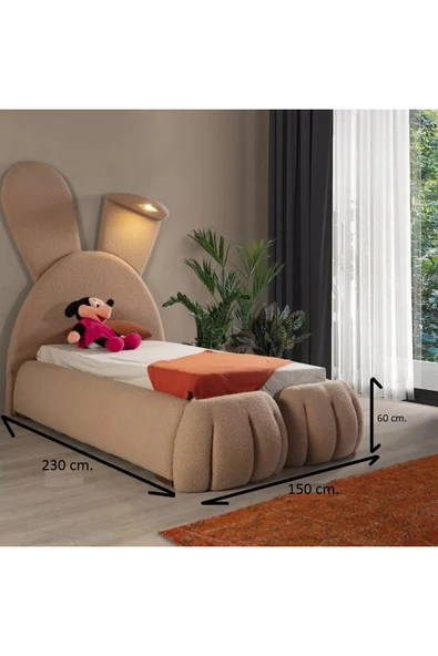 Mobilya Stant Most Bunny Tek Kişilik Karyola Teddy Kumaş 120x200 Yatak İçindir(Evinize Teslim) - Resim 6