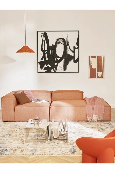 Mobilya Stant Most Mollis Sağ Pro Köşe Modül Kiremit Keten Kumaş Yumuşak Sünger(EVİNİZE TESLİM) - Resim 2