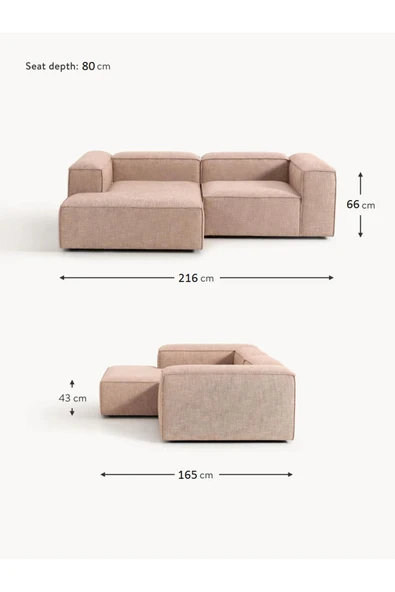 Mobilya Stant Most Mollis Plus Sol Köşe 2 Modül Köşe Koltuk 09 Bej Keten Kumaş Yumuşak Sünger(EVİNİZE TESLİM) - Resim 7