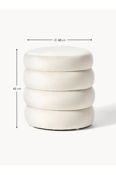 Mobilya Stant Most Twister Puf 01 Kırık Beyaz Beyaz Kadife Kumaş (Evinize Teslim) - Resim 5