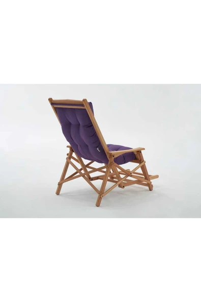 Mobilya Stant Most Sunbed Şezlong Su Bazlı %100 Ağaç Outdoor Mor Kumaş Silikon Dolgu (Evinize Teslim) - Resim 4