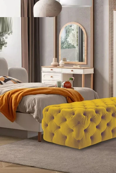 Mobilya Stant Most Hallow Kapitoneli Bench 07 Hardal Kadife Kumaş (Evinize Teslim) ürün görseli